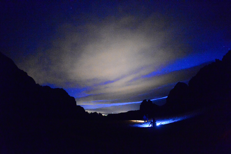 Sedona mountain top in darkness 