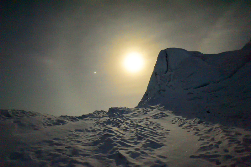 Darkness on top Mount Hayes